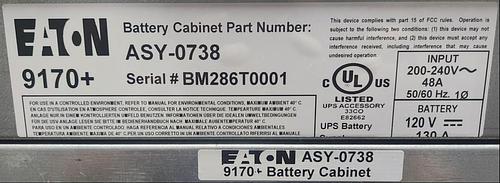 Eaton Powerware 9170+ 12-Slot Battery Cabinet Enclosure