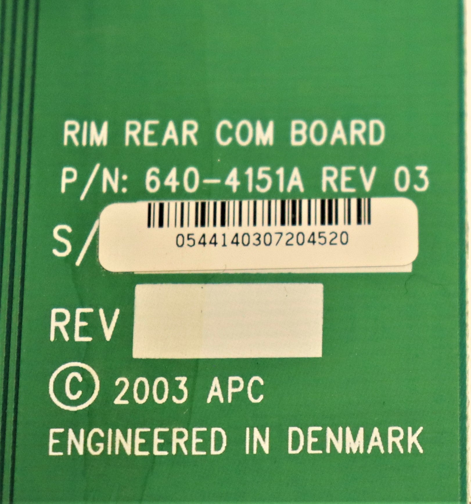 APC Rim Rear Com Circuit Board