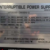 Mitsubishi 2033D Series 80kVA / 64kW 480V Online Double Conversion UPS (UP2033D-C803DU-2)