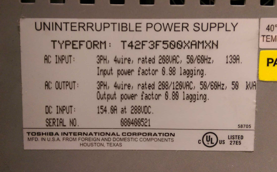 Toshiba 4200 UPS & Battery Cabinet
