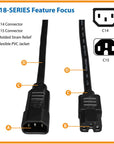 Tripp Lite C15 to C14 100-250V 15A 6ft Power Extension Cord (P018-006)
