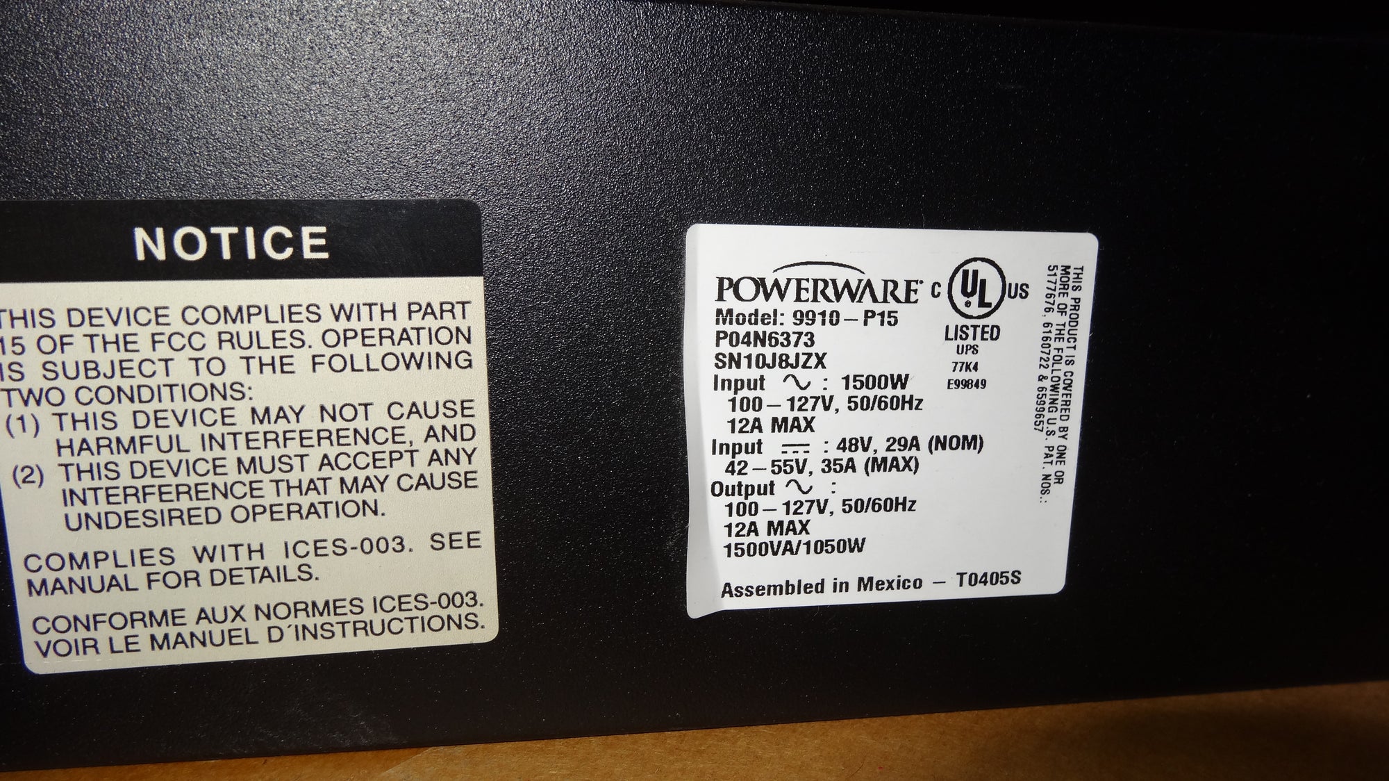 Powerware 9125 9910-P15 1500VA / 1050W 120V Online UPS