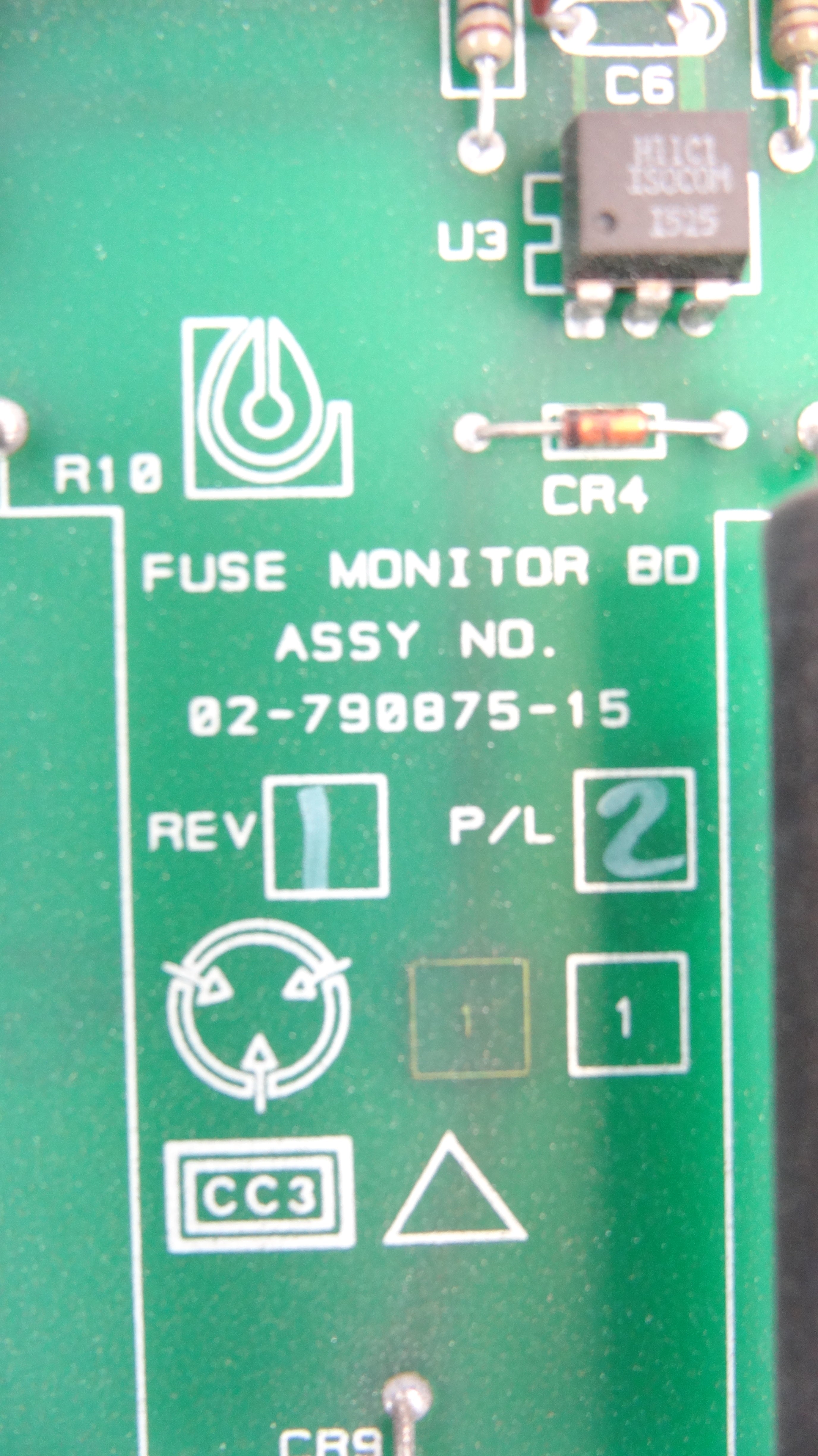 Liebert / Emerson 02-790875-15 Rev 1 Fuse Monitor Board PCB