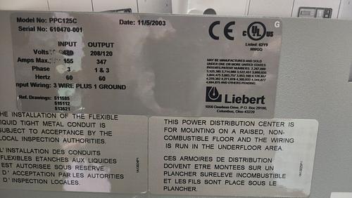 Liebert Power Distribution Panel (PPC125C)