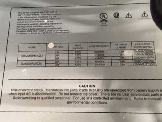 APC Smart-UPS XL 3000VA / 2700W 120V 3U Single Phase UPS (SUA3000RMXL3U)