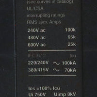 Merlin Gerin NSJ400 H 400A 600V 50/60 Hz 3 Pole Compact Circuit Breaker