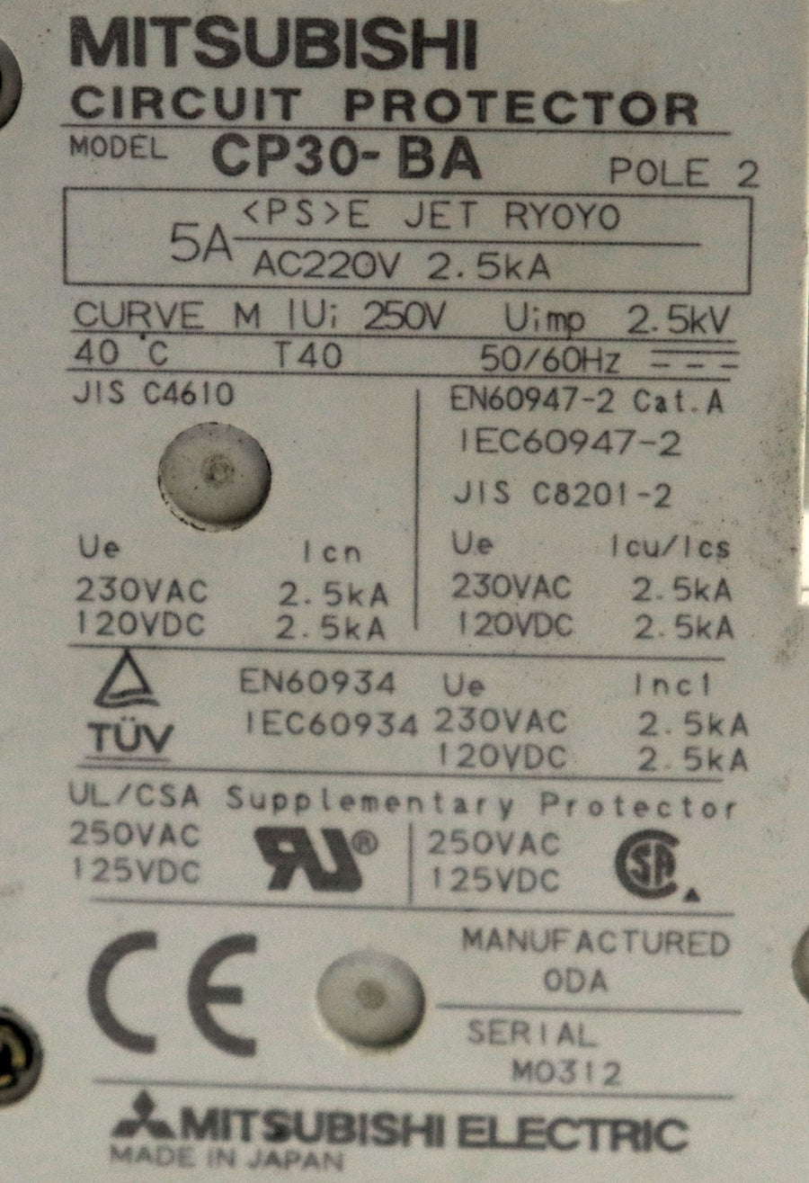 Mitsubishi CP30-BA 2 Pole 5A Circuit Breaker