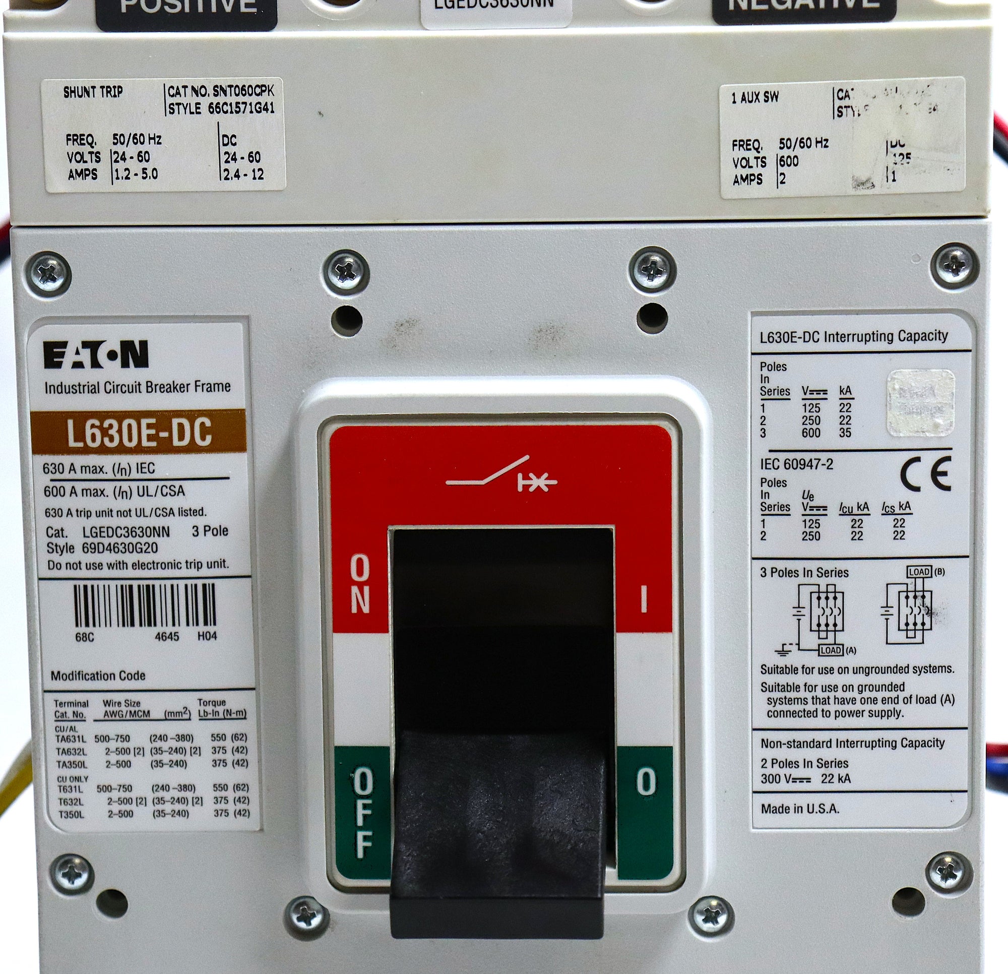 Eaton L630E-DC 350A 3-Pole Circuit Breaker – Used, Tested Industrial DC Breaker