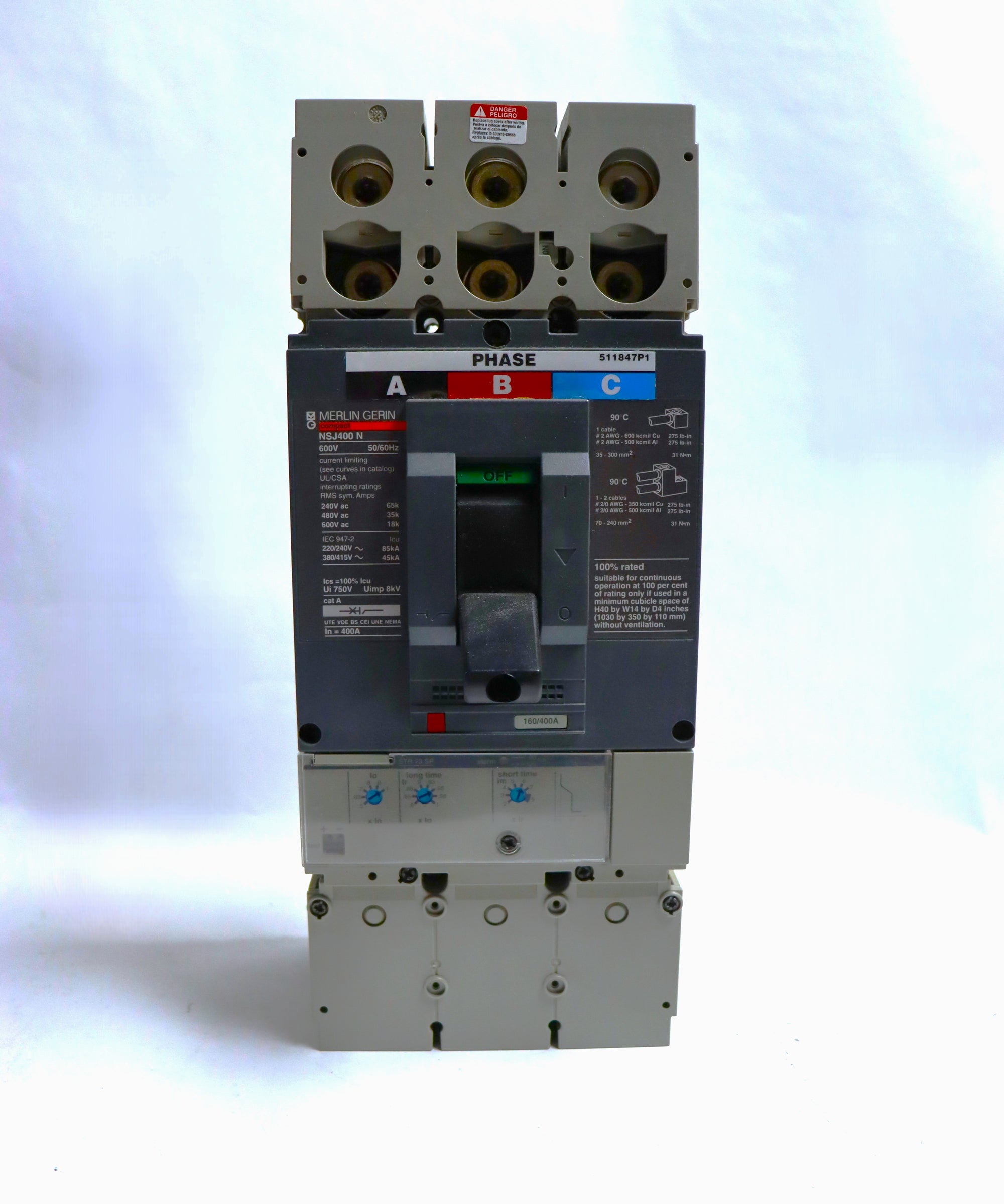 Merlin Gerin NSJ400 N 600V 50/60Hz 400A 3 Pole Circuit Breaker