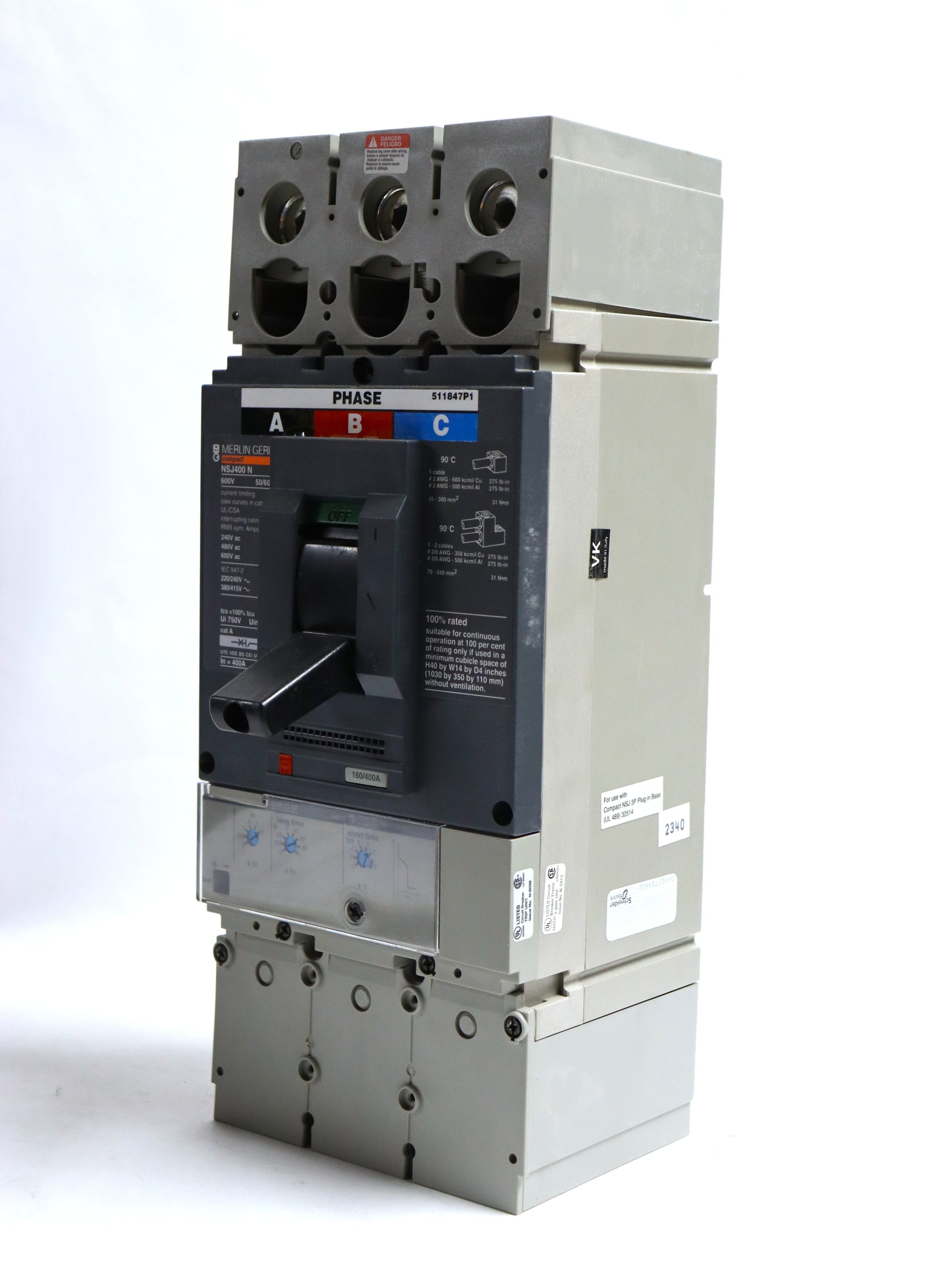 Merlin Gerin NSJ400 N 600V 50/60Hz 400A 3 Pole Circuit Breaker