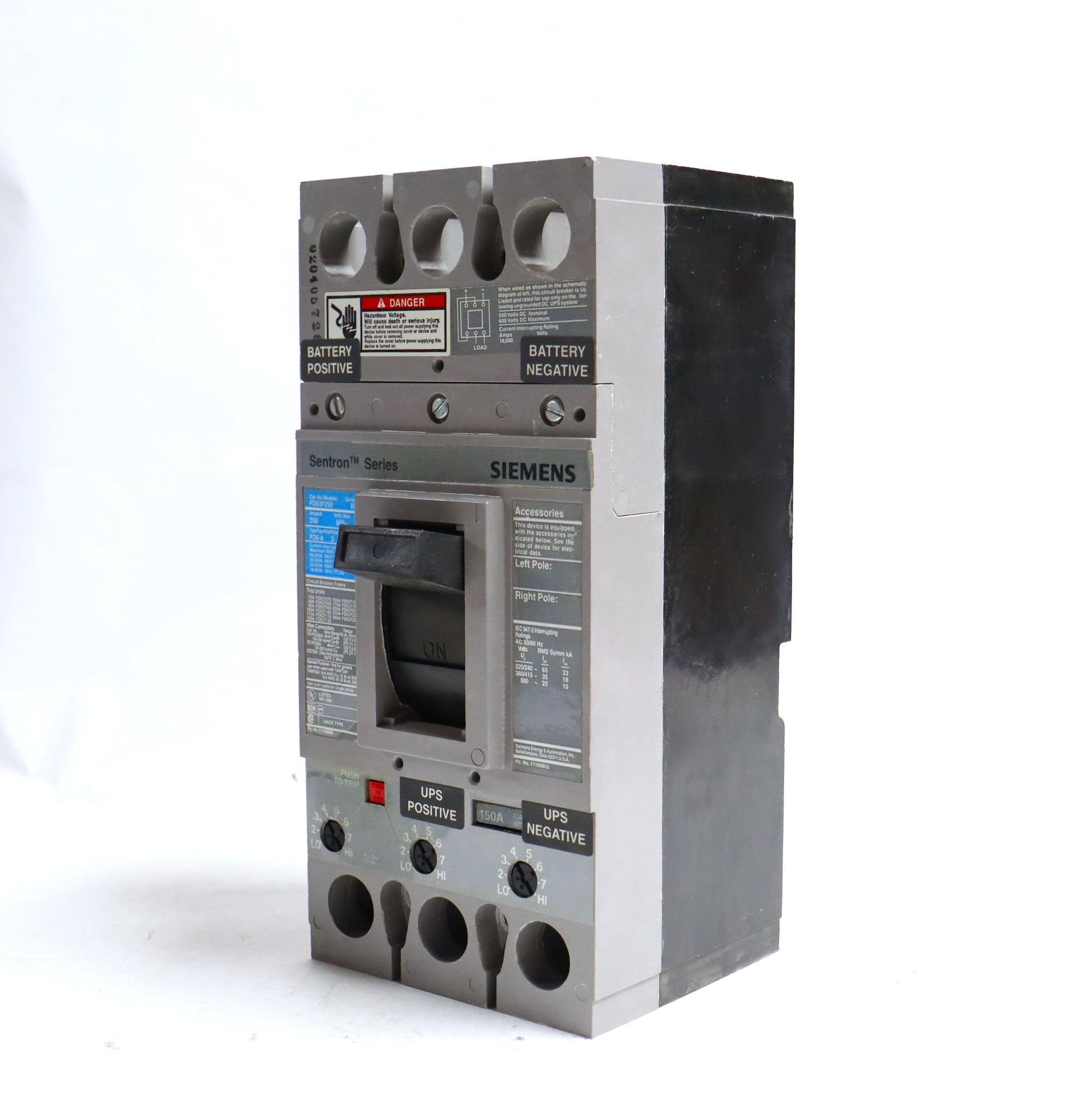 Siemens Sentron Series FD63F250 250A 3 Pole Circuit Breaker