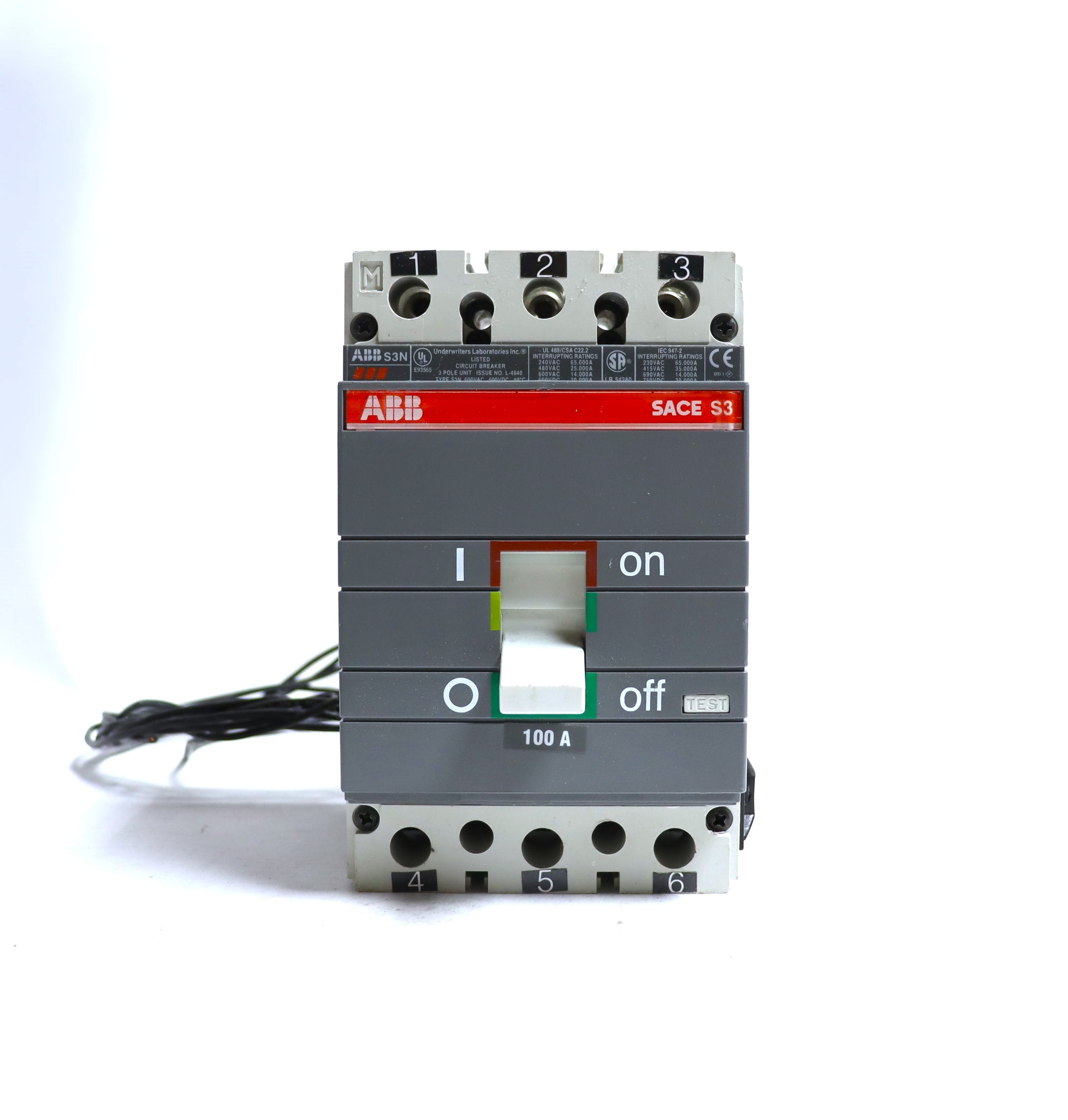 ABB S3N 122160001-001 100A 3 Pole Circuit Breaker