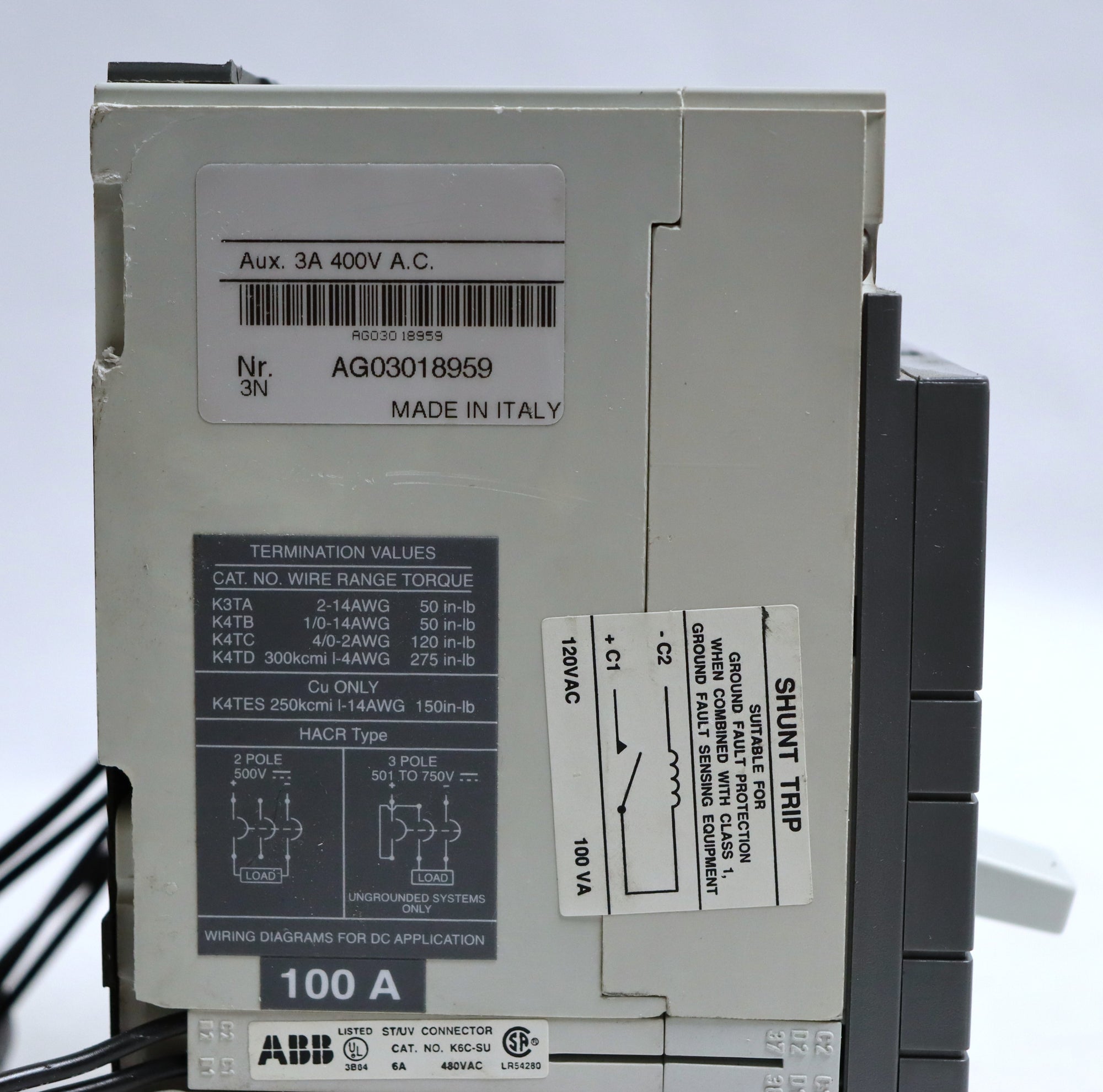 ABB SACE S3 AG03018959 100A Circuit Breaker