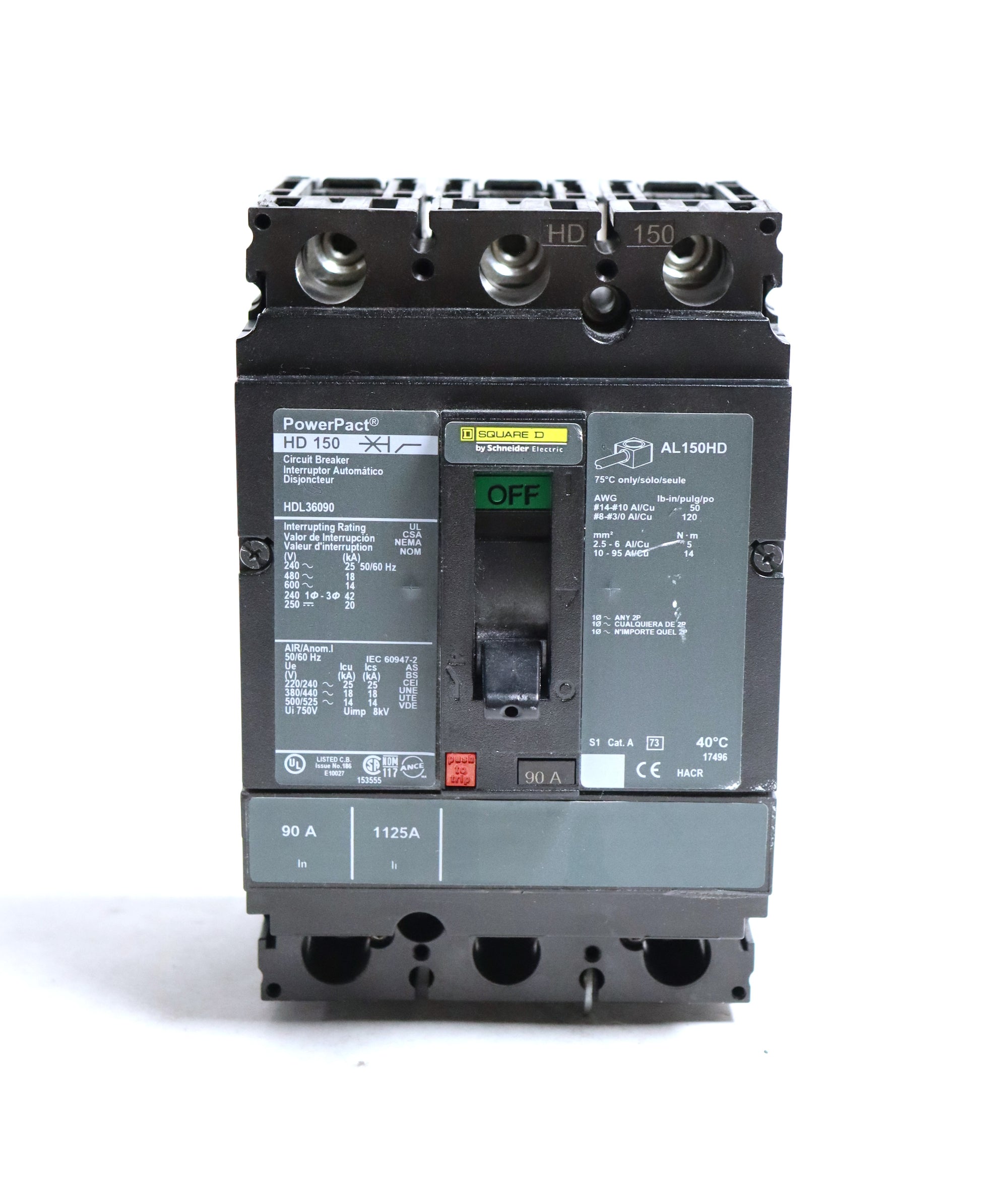 Square D Power Pact 90A AL150HD HDL36090 Circuit Breaker
