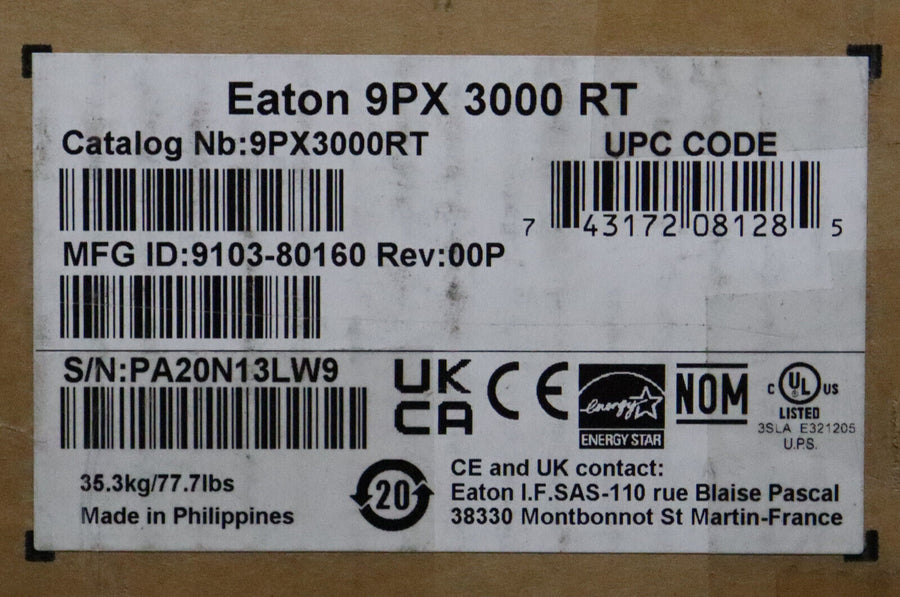 Eaton 9PX 9PX3000RT 3000VA/2700W 120V Online Rack/Tower UPS (Open Box)