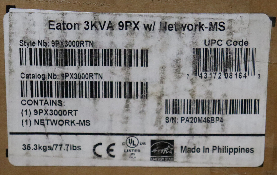 Eaton 9PX 9PX3000RTN 3000VA/2700W 120V Online Rack / Tower UPS w/SNMP (Open Box)