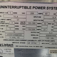 Liebert S3 12kVA 208V 3 Phase UPS (U1CC012CGGF00Z1)