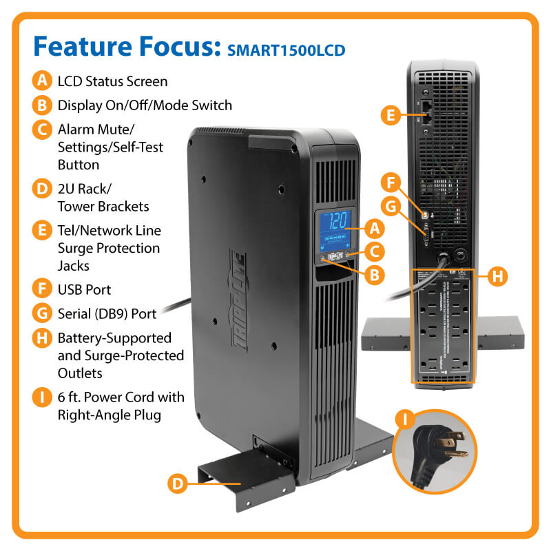 Eaton / Tripplite Smart LCD 1500VA/900W 120V Line Interactive Rack/Tower UPS (SMART1500LCD)