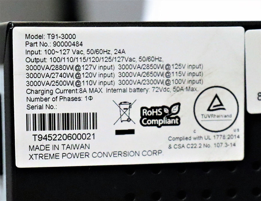 Xtreme Power Conversion T91-3000 3000VA/2880W 120V Online Tower (NEW Open Box)