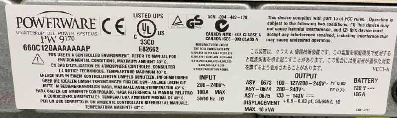 Powerware PW9170+ 12kVA UPS (12-Slot)