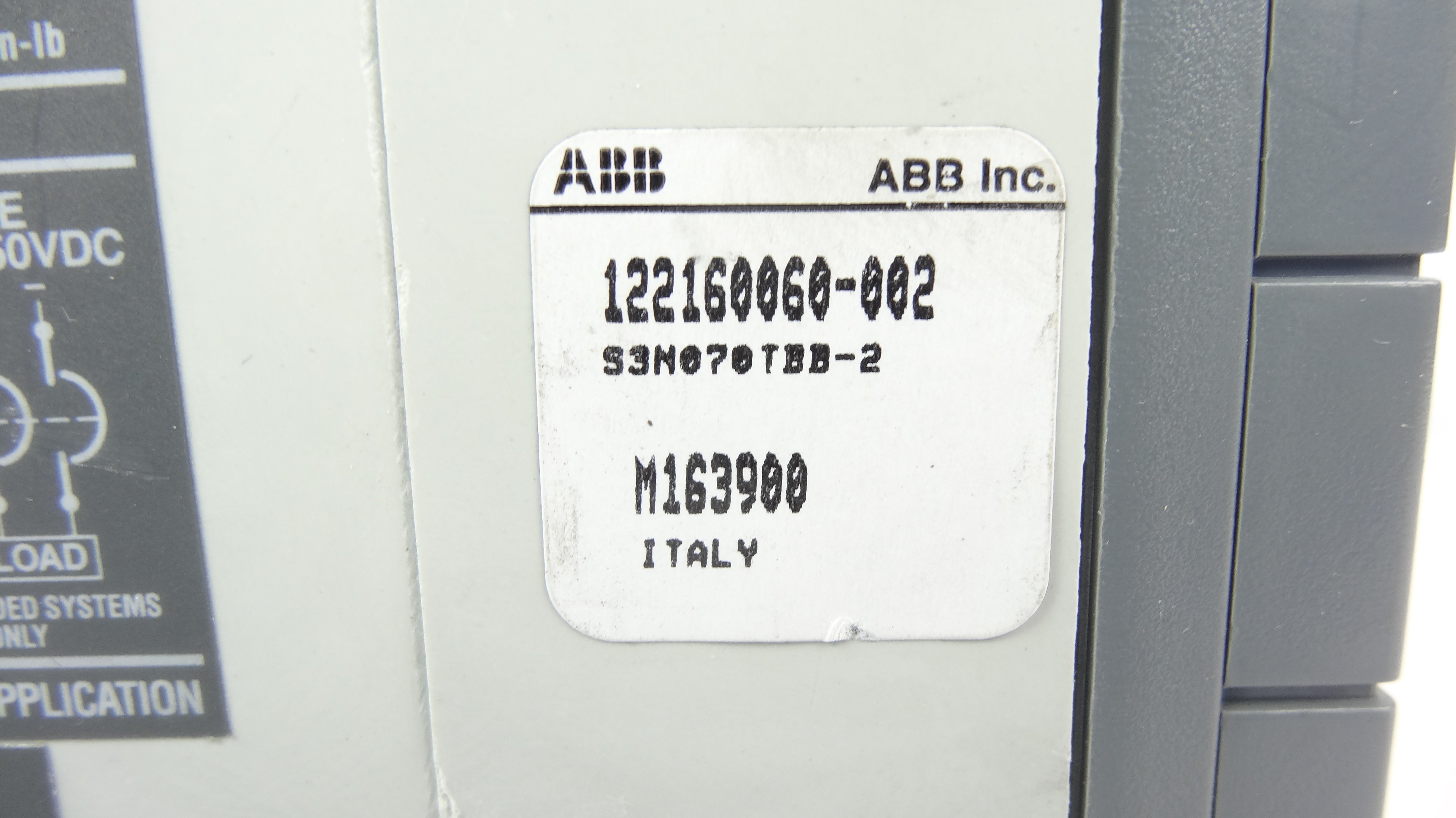ABB 122160060-001 SACE S3 S3N 70A 2-Pole Circuit Breaker