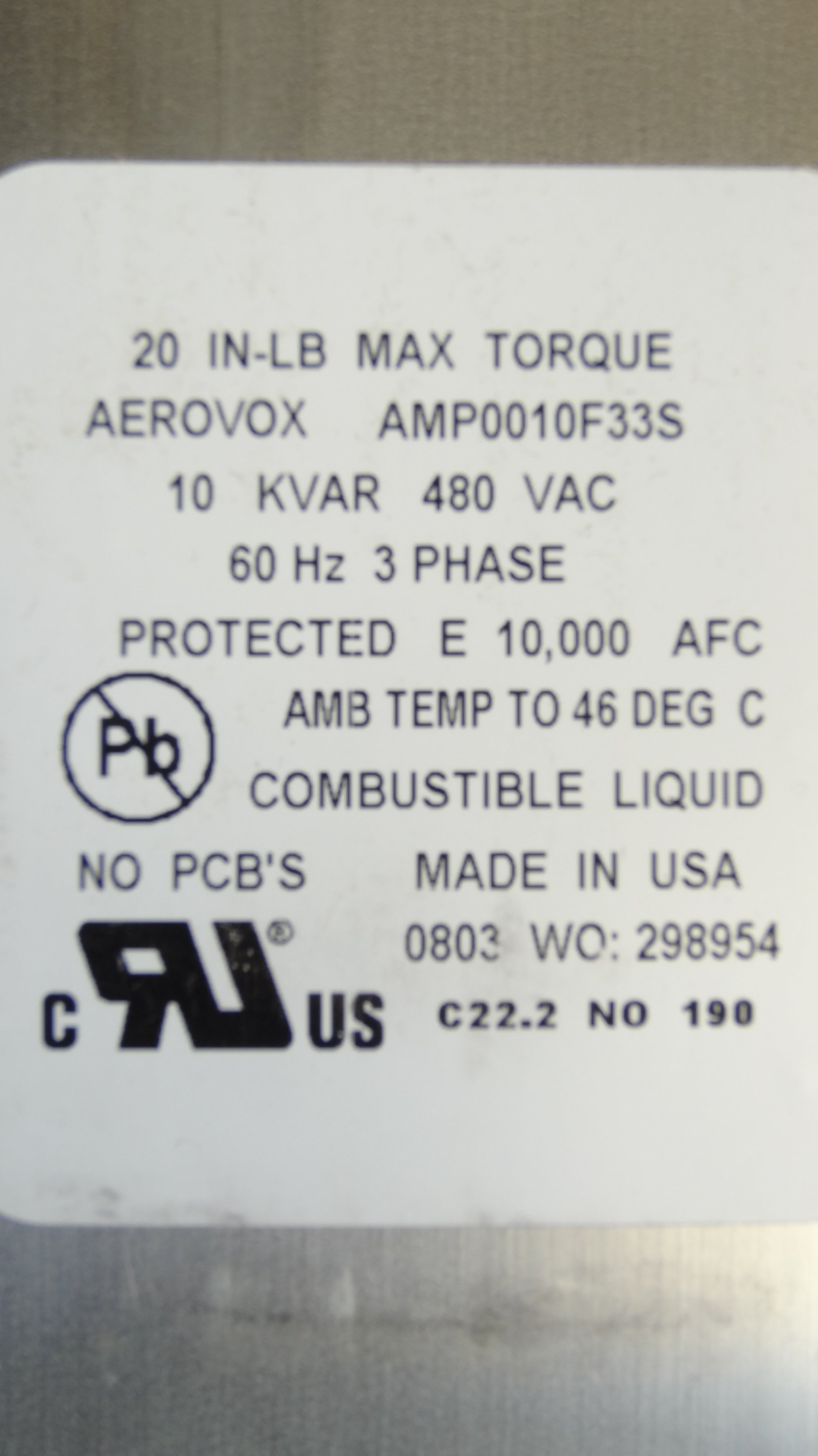 Powerware capacitor 