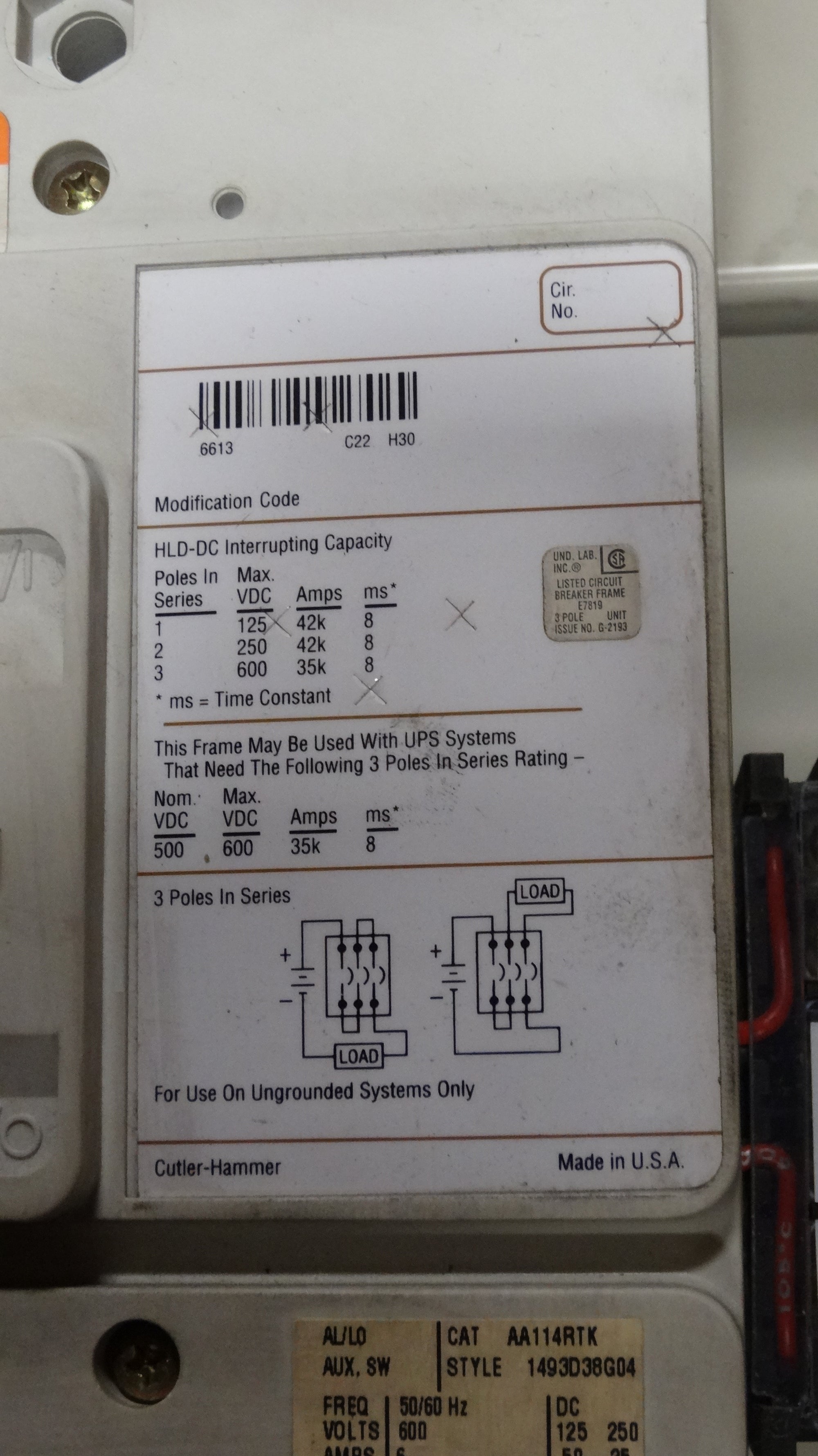 Cutler Hammer Circuit breaker 