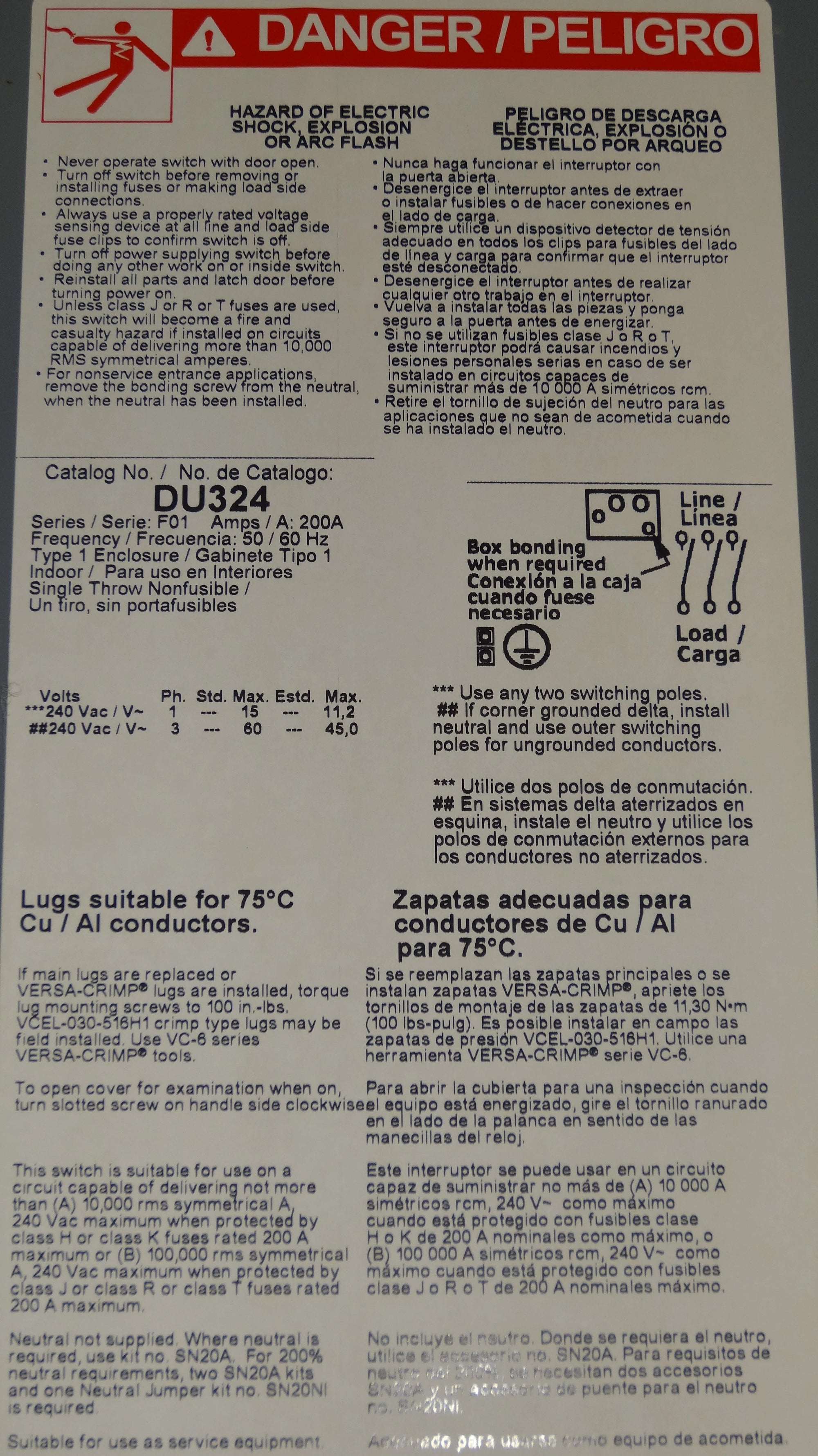 Square D Non-Fusible Enclosed Switch