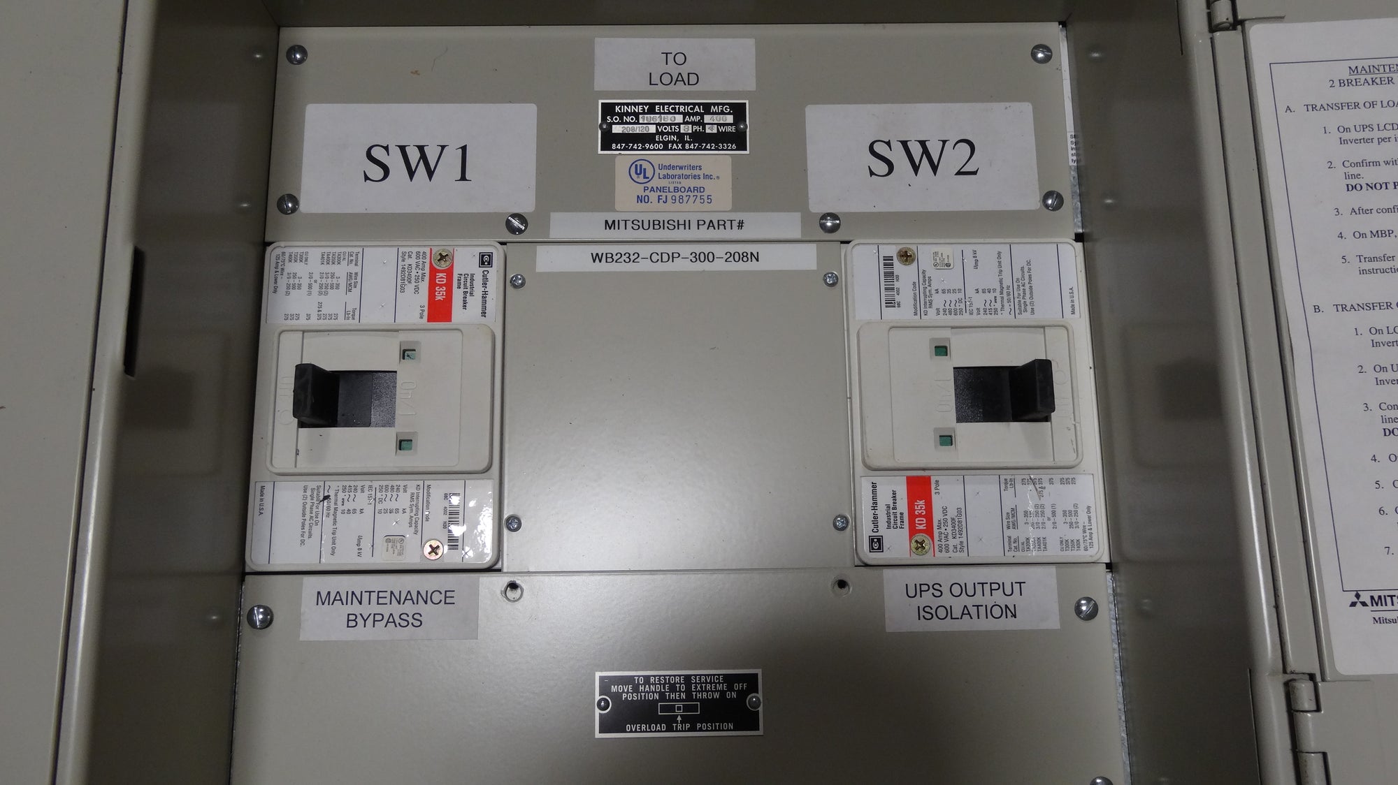 Mitsubishi Breaker Maintenance Bypass