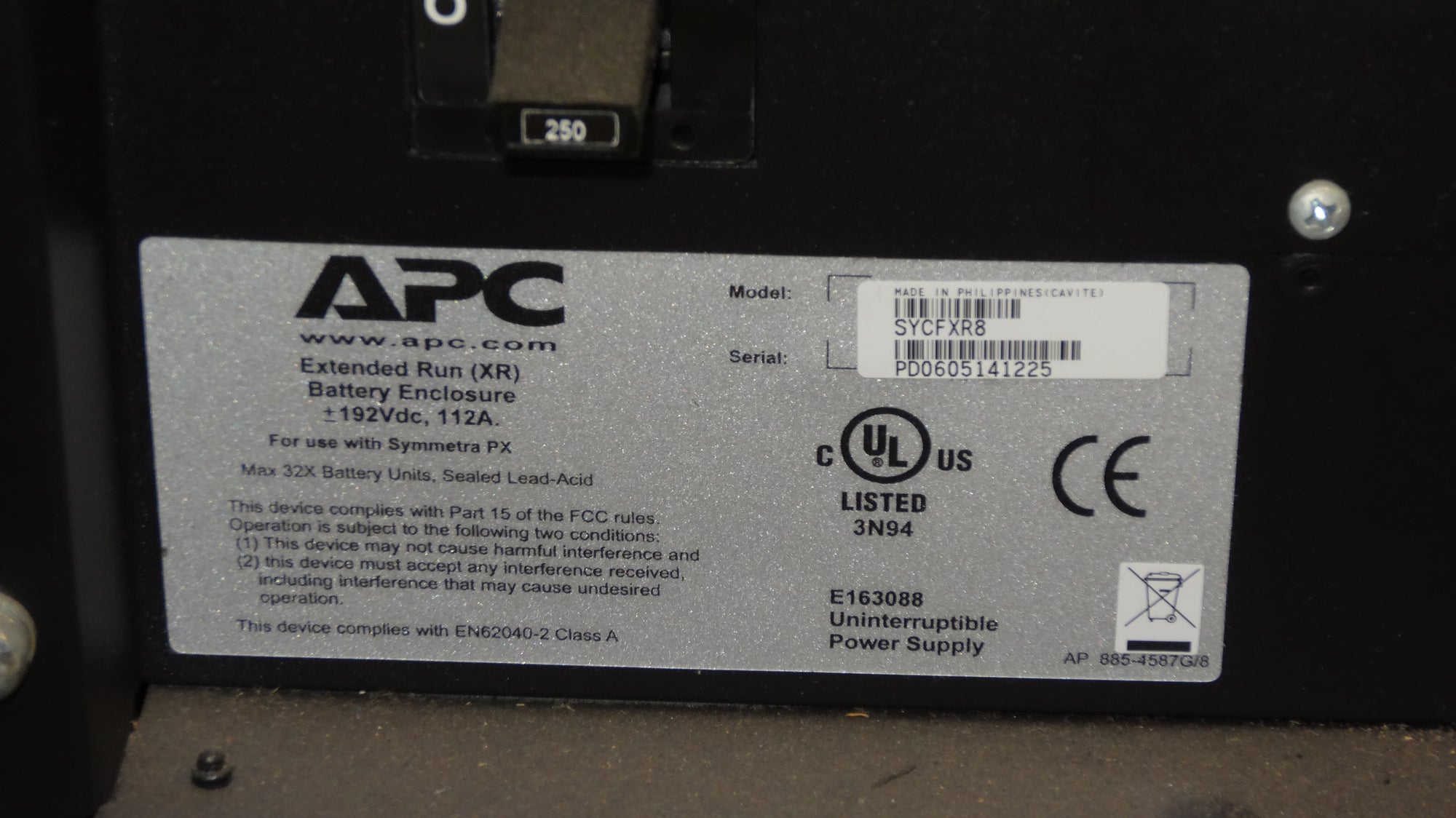 APC Symmetra PX SYCFXR8 40kW / 80kW External Battery Frame - New Batteries