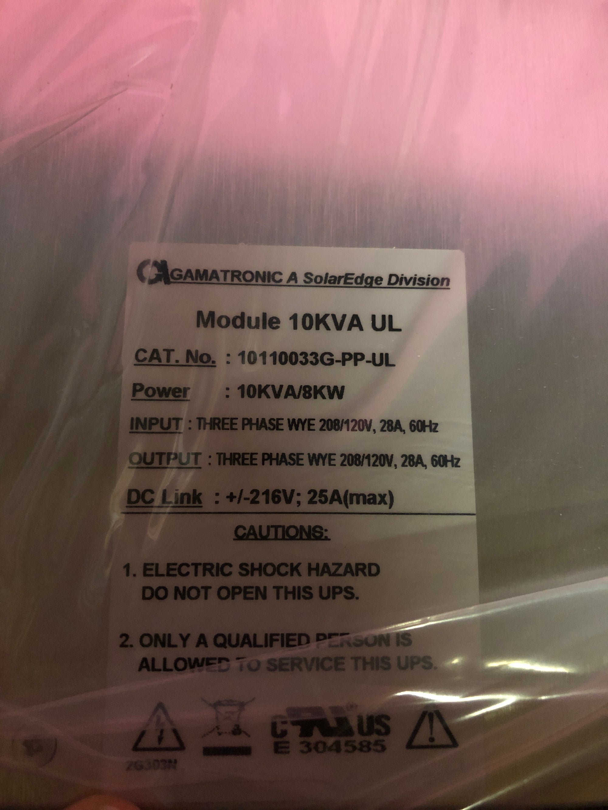 Gamatronic P+ 10K 3/3 208V/60H UL Power Module