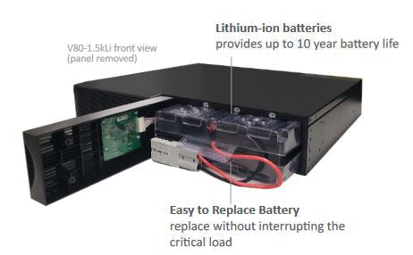 Products Xtreme Power Conversion V80 - 1.5kLi 1500VA/900W Lithium Ion 120V Line Interactive Rack/Tower UPS (2-Strings)