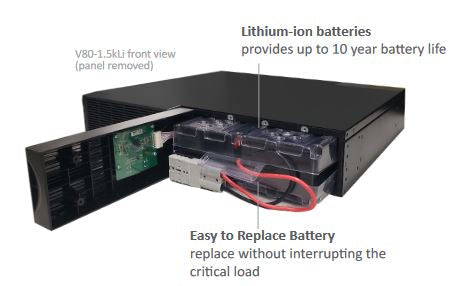 Products Xtreme Power Conversion V80 - 1.5kLi 1500VA/900W Lithium Ion 120V Line Interactive Rack/Tower UPS (2-Strings)
