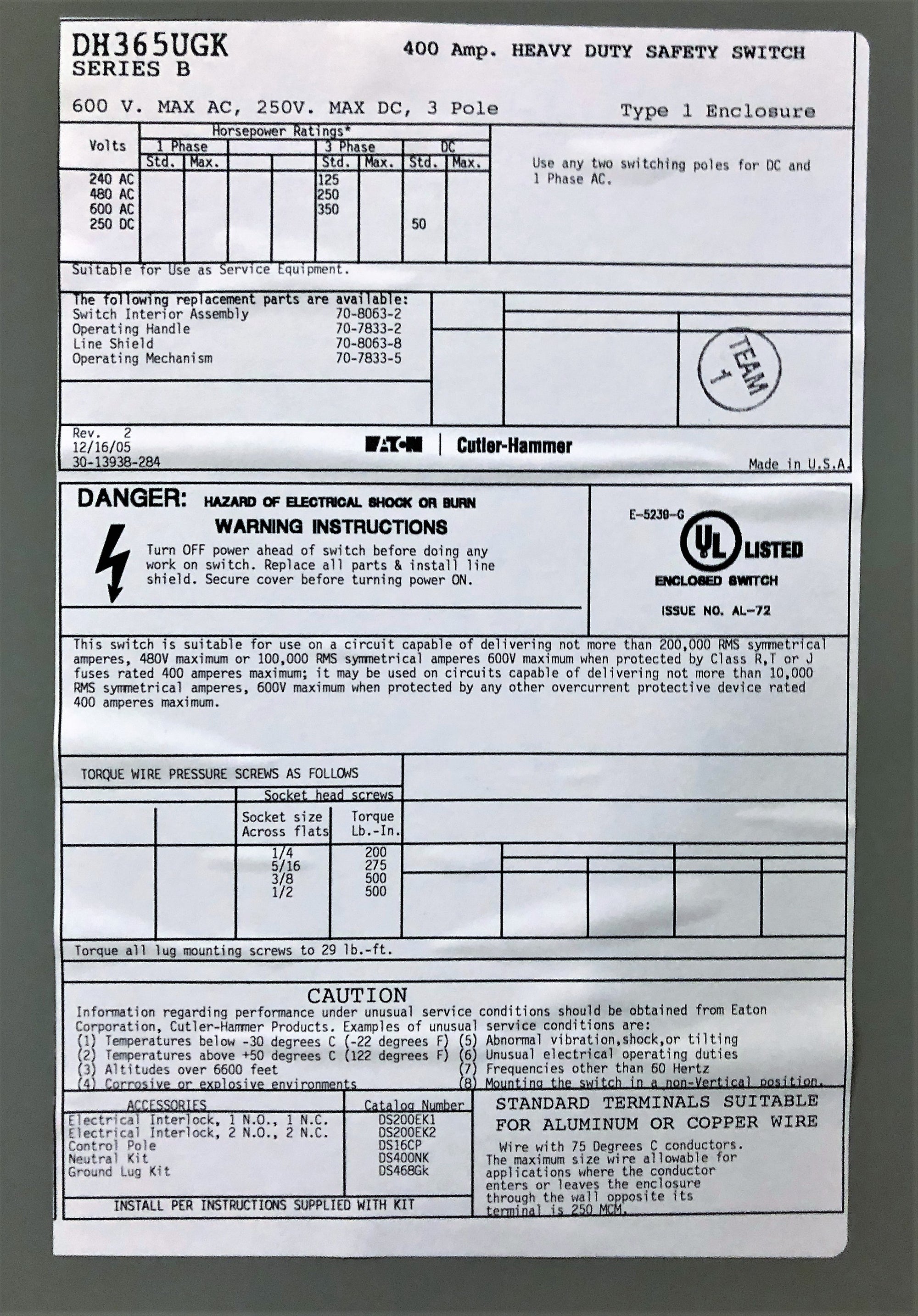 Eaton Safety Switch